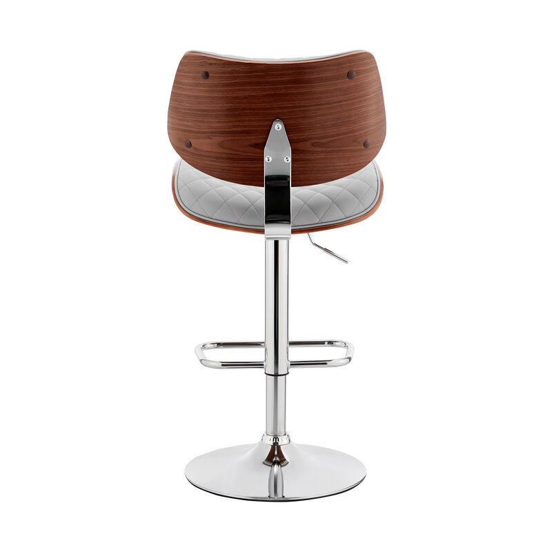 Leland Adjustable Gray Faux Leather and Chrome Finish Stool