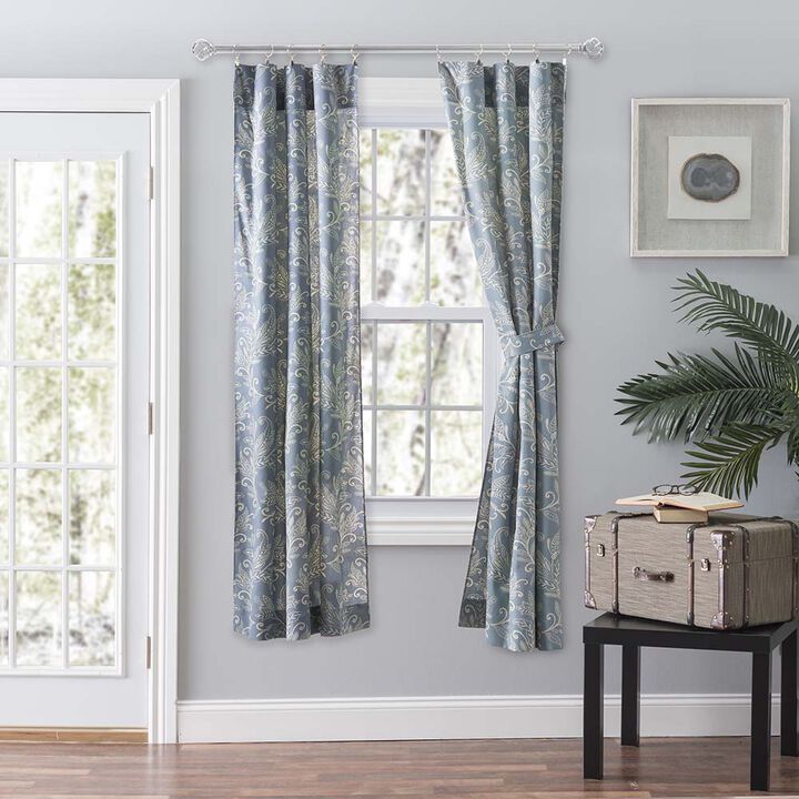 Ellis Curtain Lexington Leaf Pattern on Colored Ground Curtain Pair with Ties