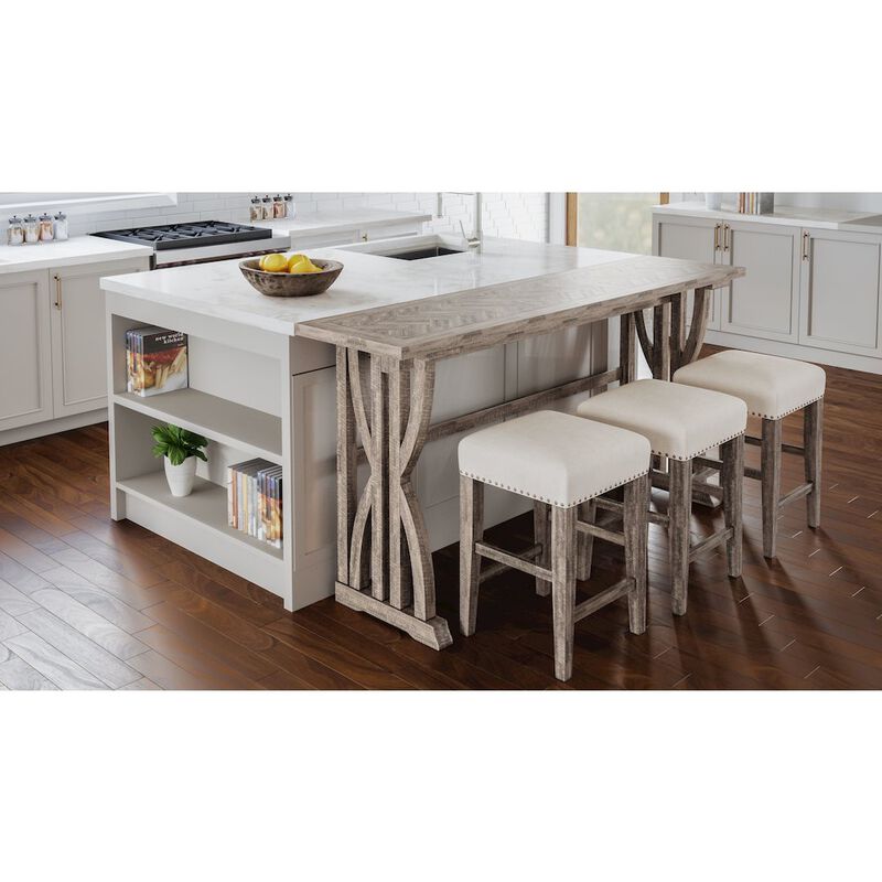 Jofran Herringbone Counter Height Four Piece Console 74 Dining Table Set