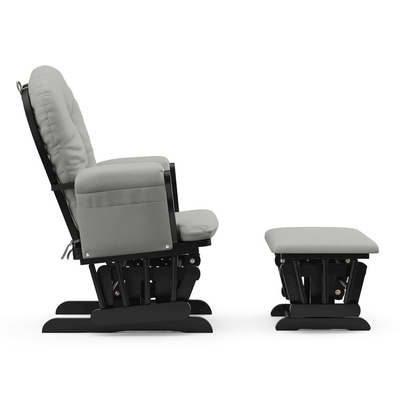 Storkcraft Hoop Glider and Ottoman - Black with Light Gray