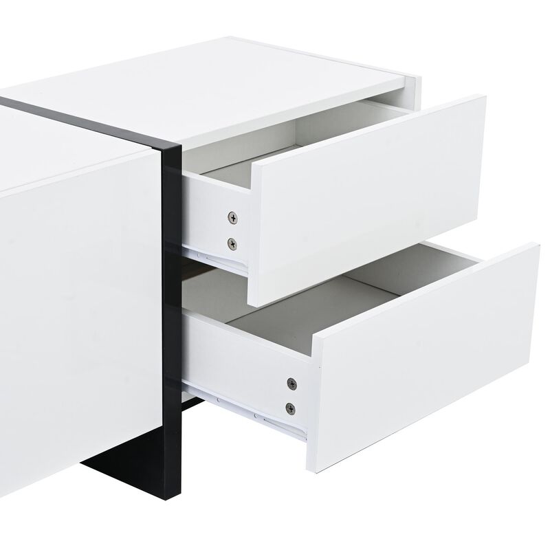 High Gloss TV Stand with UV Surface, Modern Rectangle TV Console for TVs Up