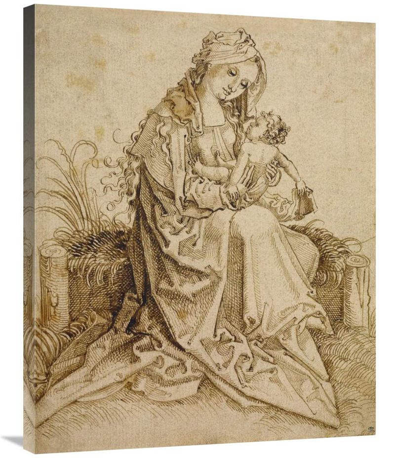The Virgin and Child on a Grassy Bench-Canvas Art-28x35