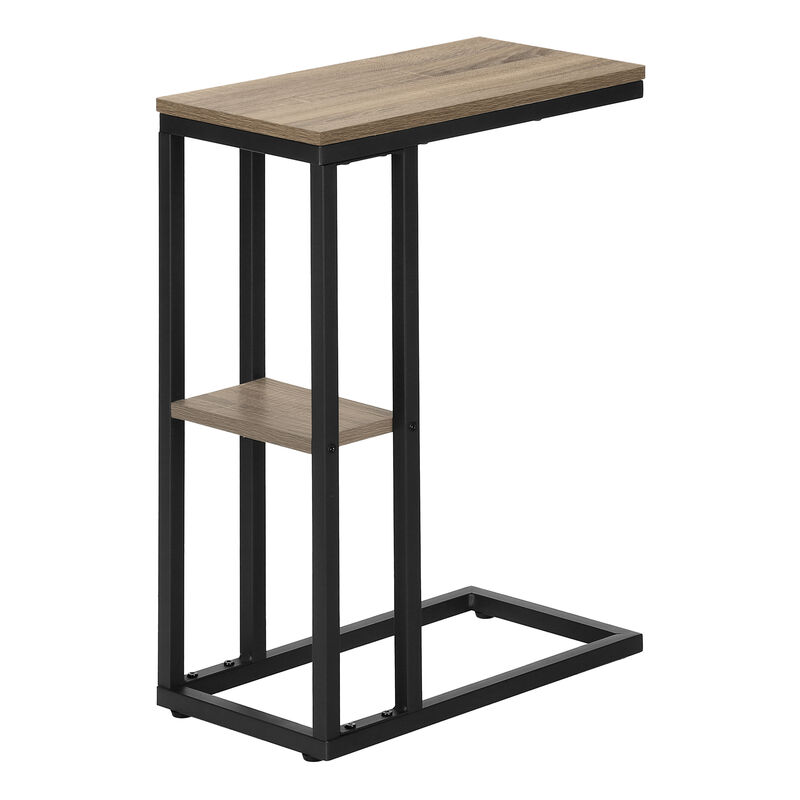 Monarch Specialties I 3672 Accent Table, C-shaped, End, Side, Snack, Living Room, Bedroom, Metal, Laminate, Brown, Black, Contemporary, Modern