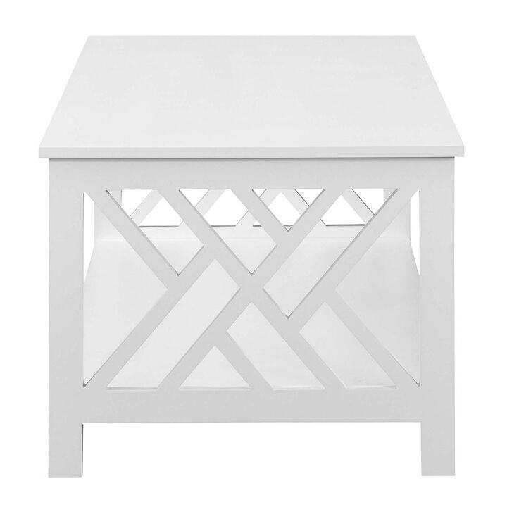 Convenience Concepts Titan Coffee Table with Shelf, White