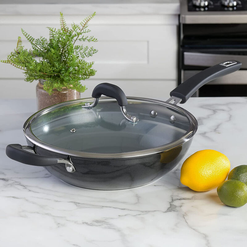 Kenmore Arlington 11 Inch Nonstick Aluminum Wok in Black Diamond