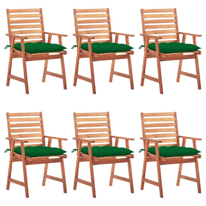 vidaXL Outdoor Dining Chairs 6 pcs with Cushions Solid Acacia Wood