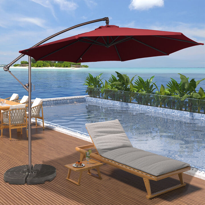 Mondawe 10 Ft Cantilever Patio Offset Umbrella Upgrade Crank Hanging Canopy Umbrella With LED Lamp Bead