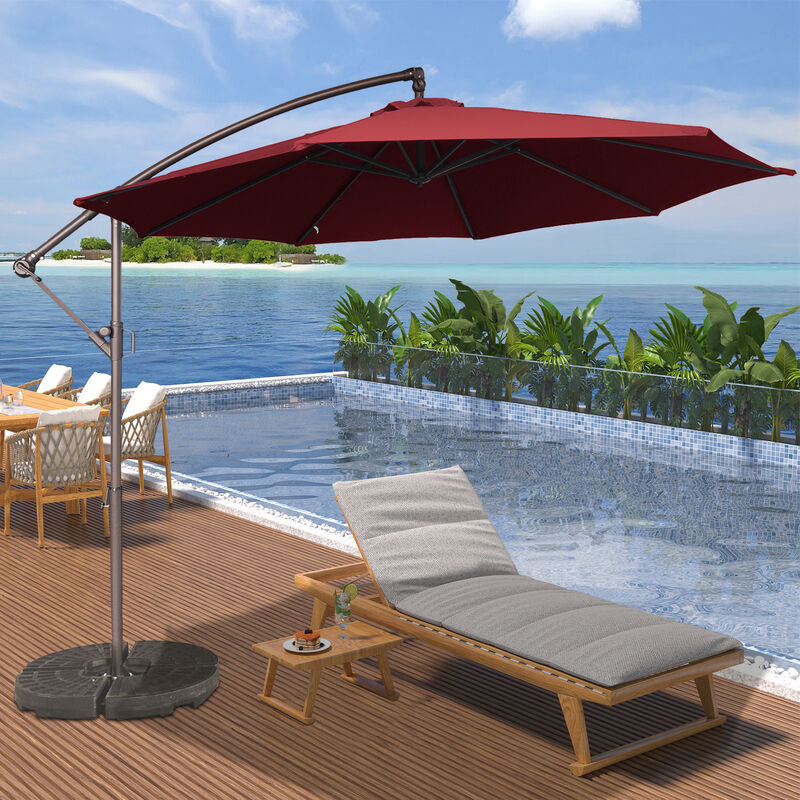 Mondawe 10 Ft Cantilever Patio Offset Umbrella Upgrade Crank Hanging Canopy Umbrella With LED Lamp Bead