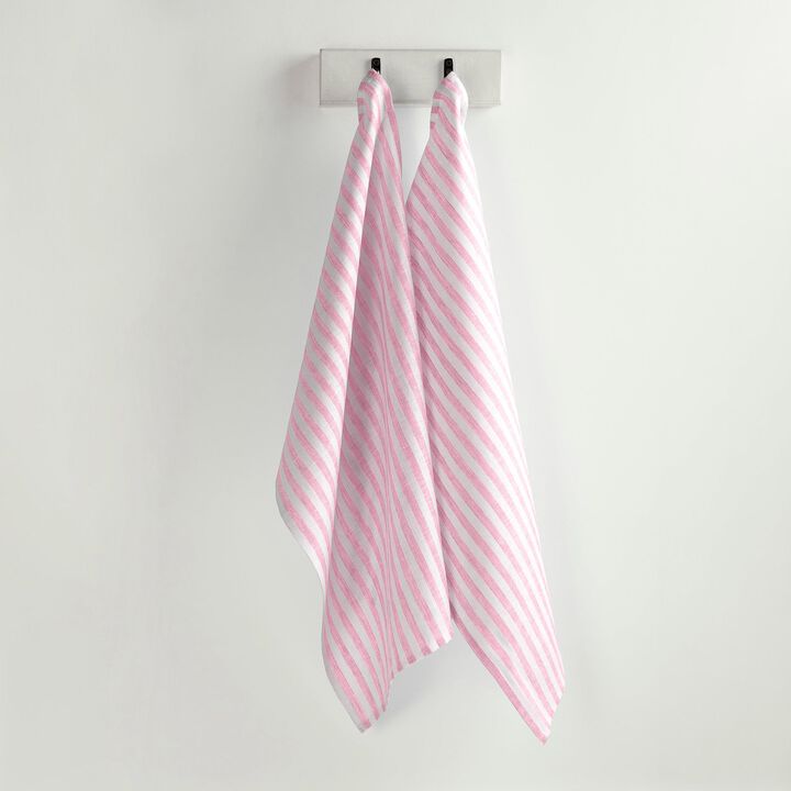 Solino Home 100% Pure Linen Kitchen Towels Set of 2 - 17 x 26 Inch | Amalfi Stripe