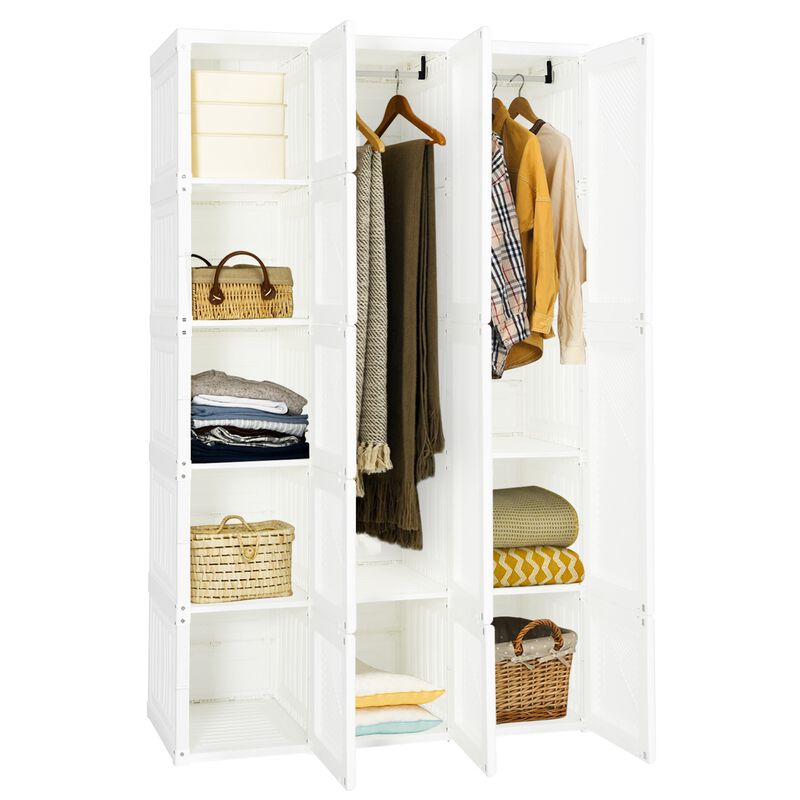 Clothes Foldable Armoire Wardrobe Closet with Cubby Storage