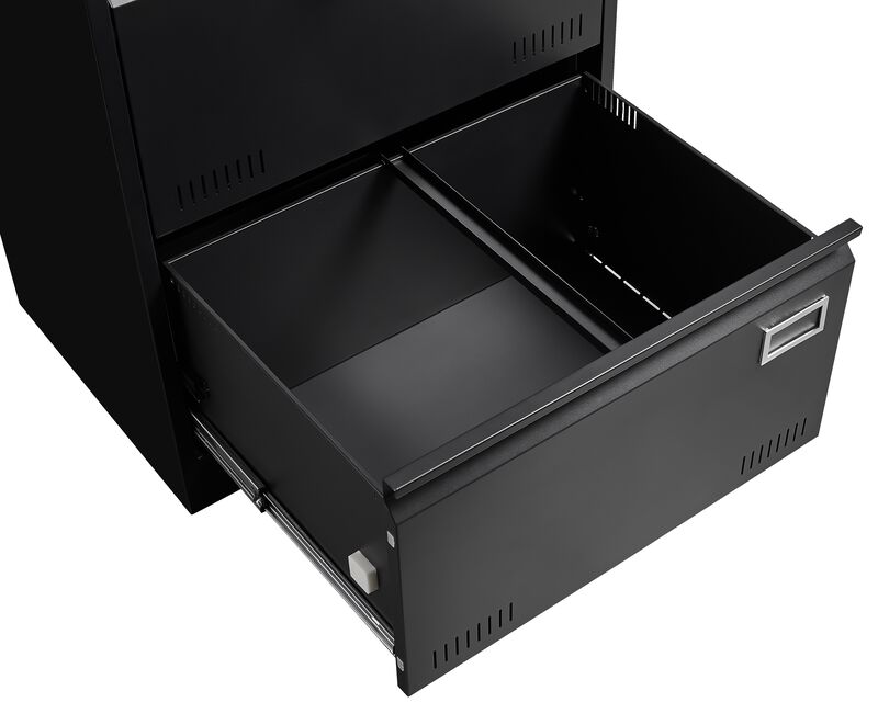 Filing Cabinet Lateral File Cabinet 3 Drawer, Blcak Locking Metal File Cabinets Three Drawer, Office Filing Cabinet with Lock Drawers for Home Office/Legal/Letter/A4/F4