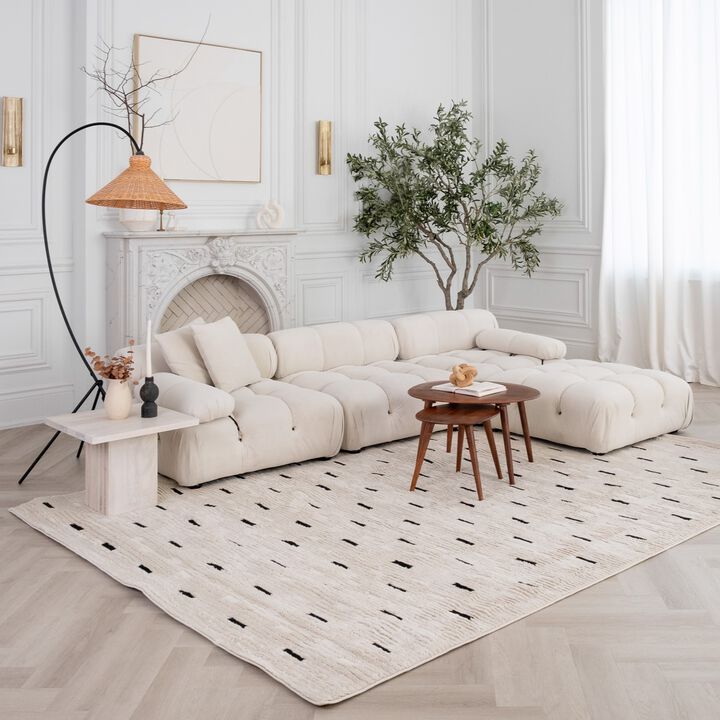 Domus Abstract Modern Cream Black Indoor Area Rug