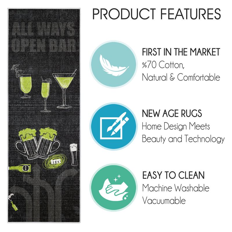 SUSSEXHOME Non Skid 70 % Cotton Washable Kitchen Runner Rug - 20 x 59 Inches