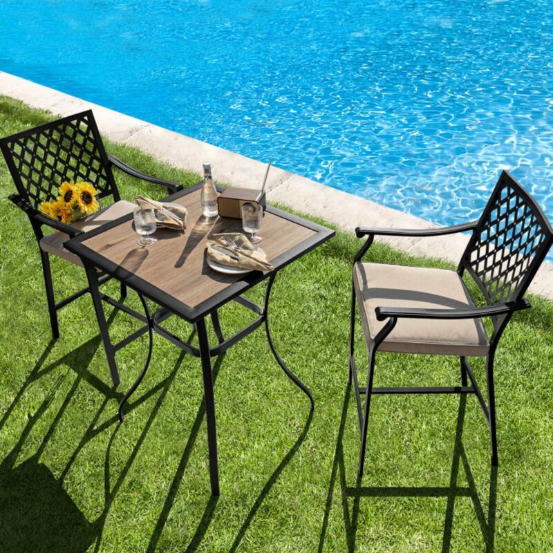 Hivvago 2 Pieces Patio Bar Stool with Height Cushion and Armrest