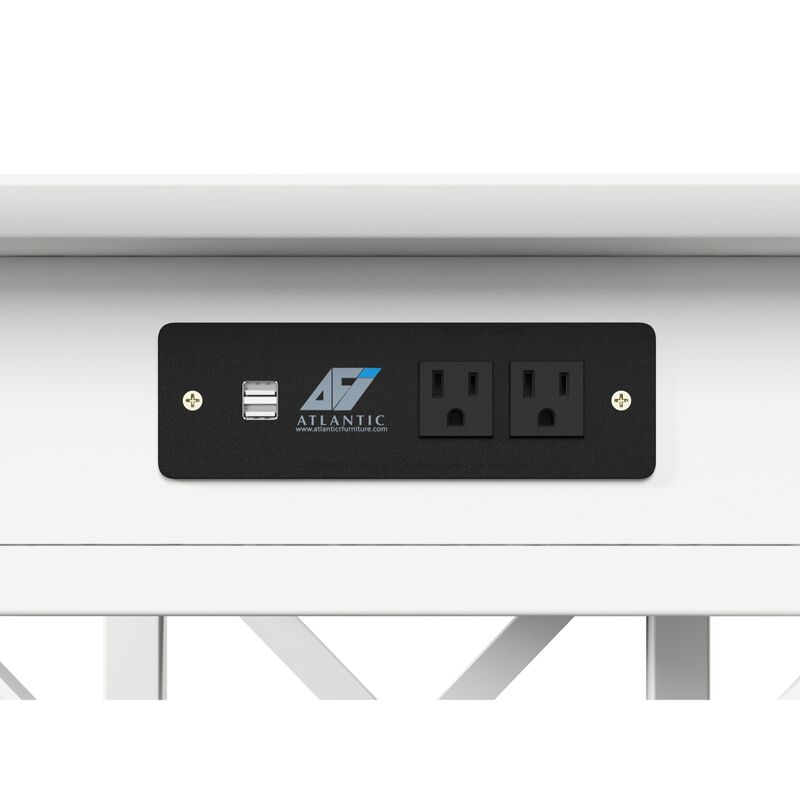 Atlantic Furniture X Design Desk with Drawer & Charging Station in White