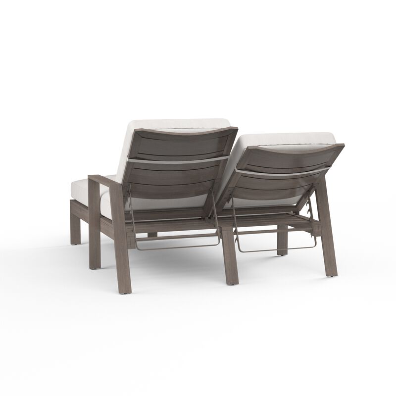 Laguna Double Chaise Lounge in Canvas Flax, No Welt