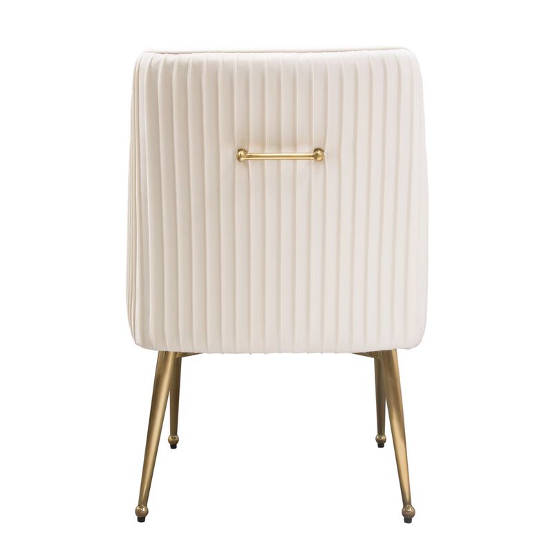 24 Inch Dining Chair, Set of 2, Cushioned Seating, Sloped Arms, Off White - Benzara