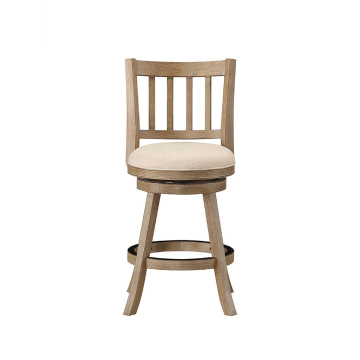 Adam Solid Wood Swivel Counter Stool, Slatted Back
