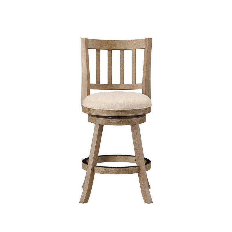 Adam Solid Wood Swivel Counter Stool, Slatted Back