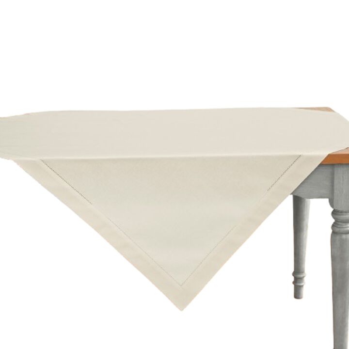 Solino Home Cotton Linen Hemstitch Table Throw 52 x 52 Inch