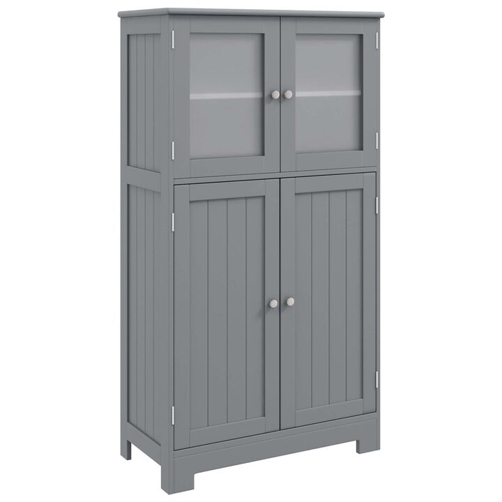Costway Bathroom Floor Storage Cabinet Kitchen Cupboard w/Doors&Adjustable Shelf Brown