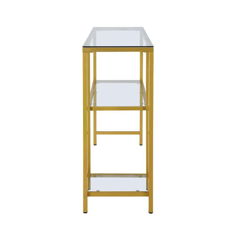 Carolina Living Rayna Console Table with Shelves - Gold