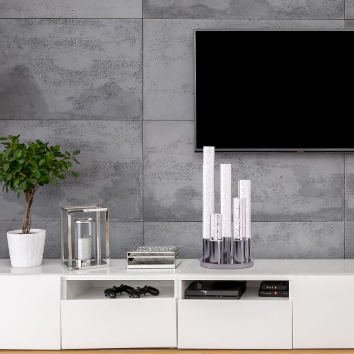 Cylinders Table Lamp Chrome Metal and Acrylic Dimmable LED Light