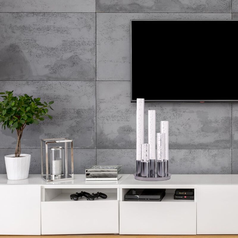 Cylinders Table Lamp Chrome Metal and Acrylic Dimmable LED Light