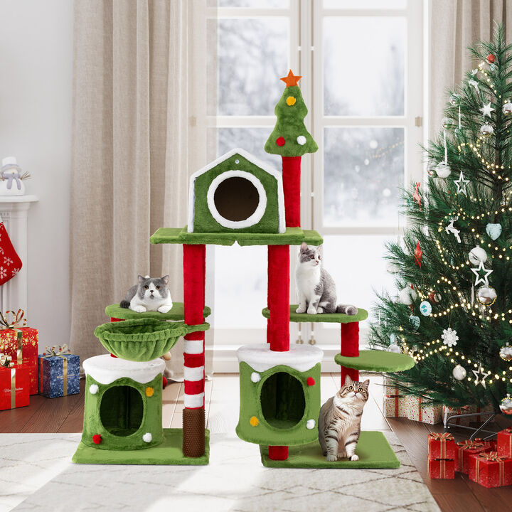Tall Cat Tree Tower Multi-level Pet Climbing and Jumping Tower Furniture with Condos