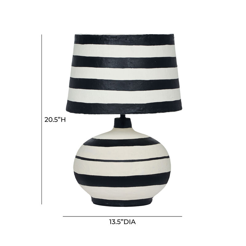 Positano Blue Striped Papier Mache Table Lamp