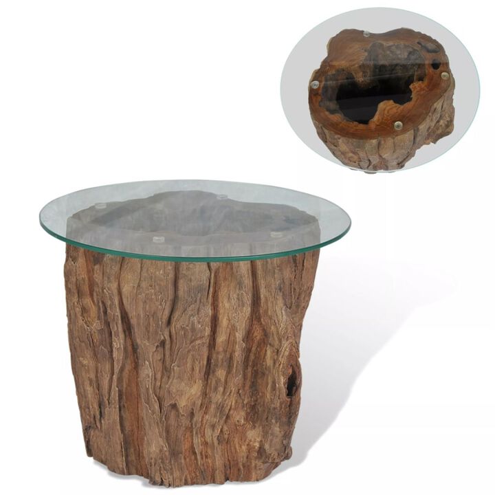 vidaXL Coffee Table Teak Glass 19.7"x15.7"
