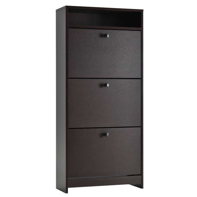 Espresso Shoe Storage: 3-Drawer Cabinet with Spacious Top Surface