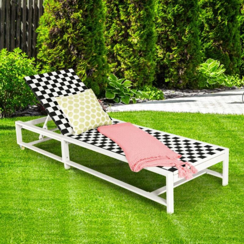 Hivvago Patio Adjustable Reclining Chair Lounge Chair Chaise for Garden Deck Wheel