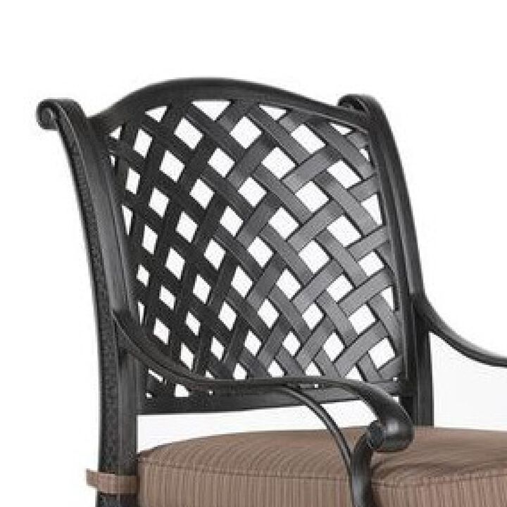 49 Inch Zoe Swivel Outdoor Bar Stool, Set of 2, Black and Brown-Benzara