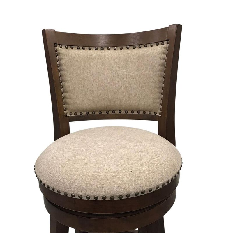 Carolina Living Blaine Swivel Upholstered Barstool - Set of 2 - Walnut - Beige Upholstery