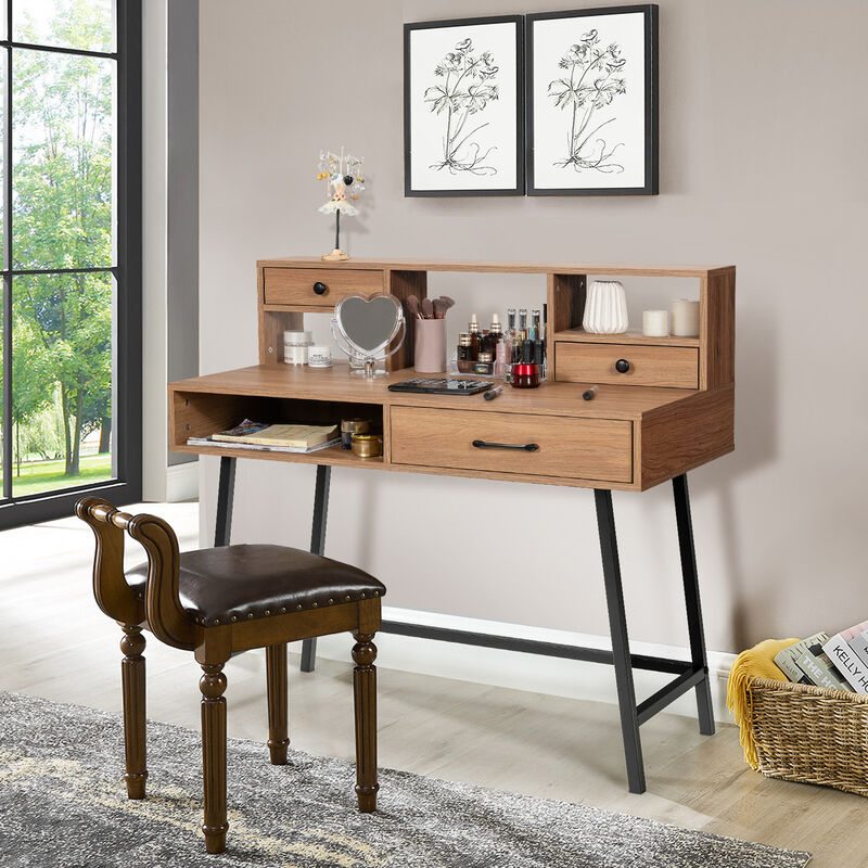 42-Inch Vanity Desk with Tabletop Shelf and 2 Drawers