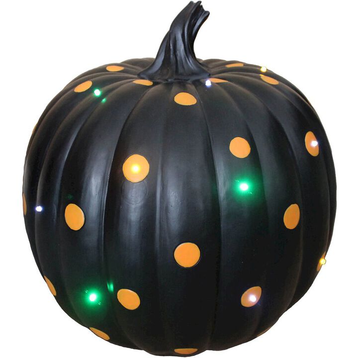 Haunted Hill Farm HHF 16 Black Pumpkin, Orange LED Dots, Battery Operated