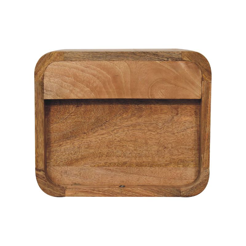 Mini Curve Oak-ish Solid Wood 2 Drawers FloatingNightStand