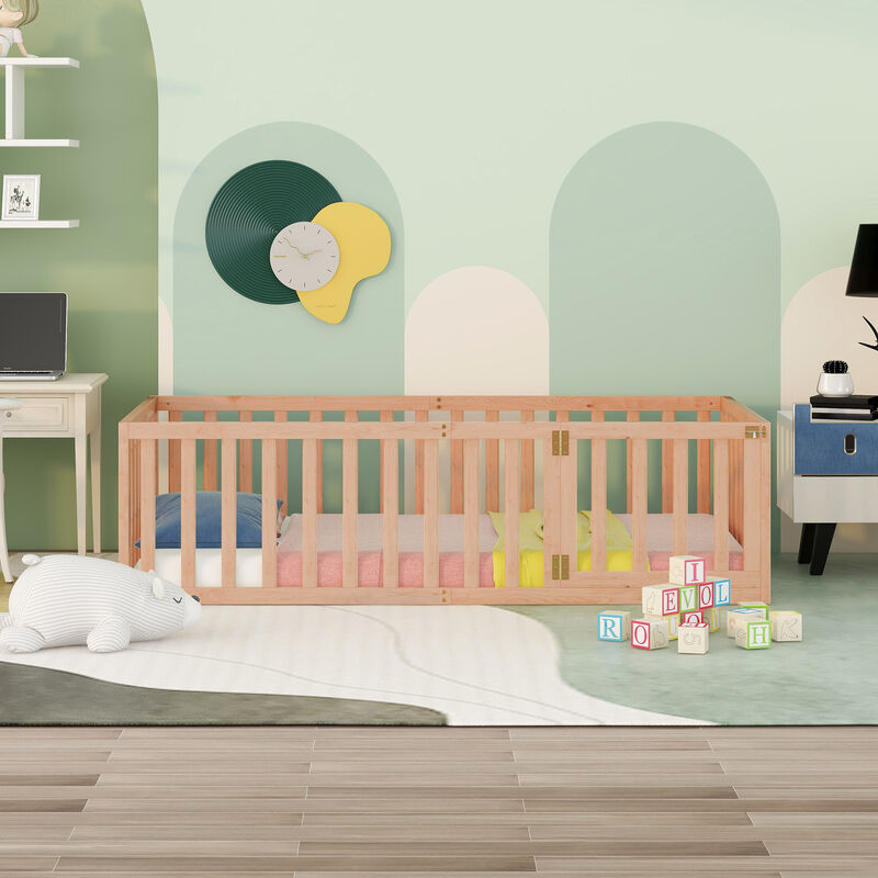 Merax Wood  Daybed Frame with Fence