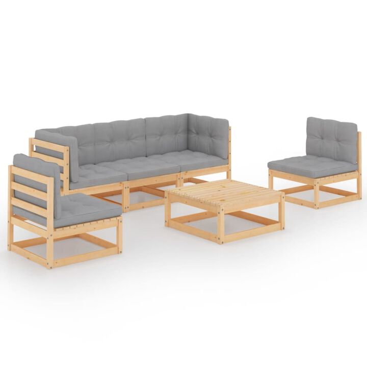 vidaXL 6 Piece Garden Lounge Set with Cushions Solid Pinewood