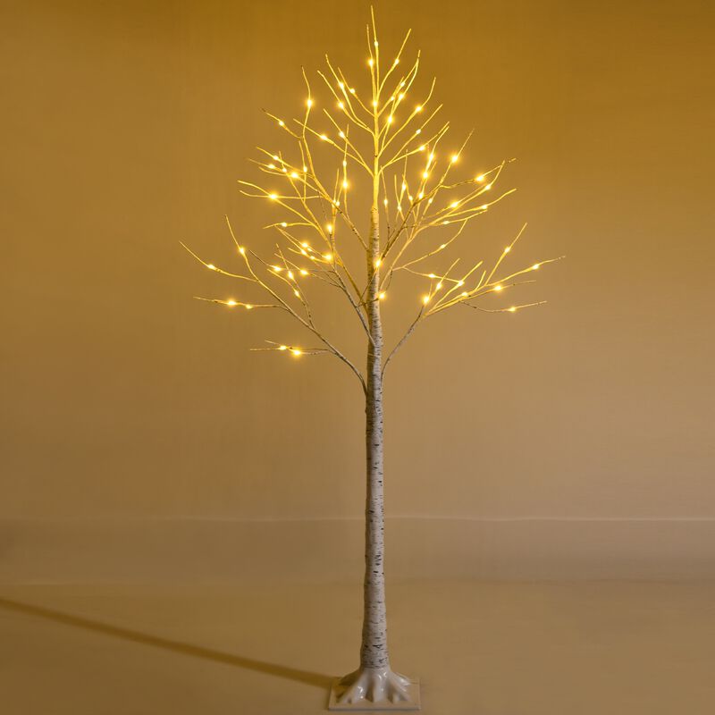 Pre-lit White Twig Birch Tree with 72 LED Lights for Christmas