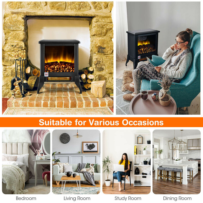 Compact Portable Space Heater with Realistic Flame Effect