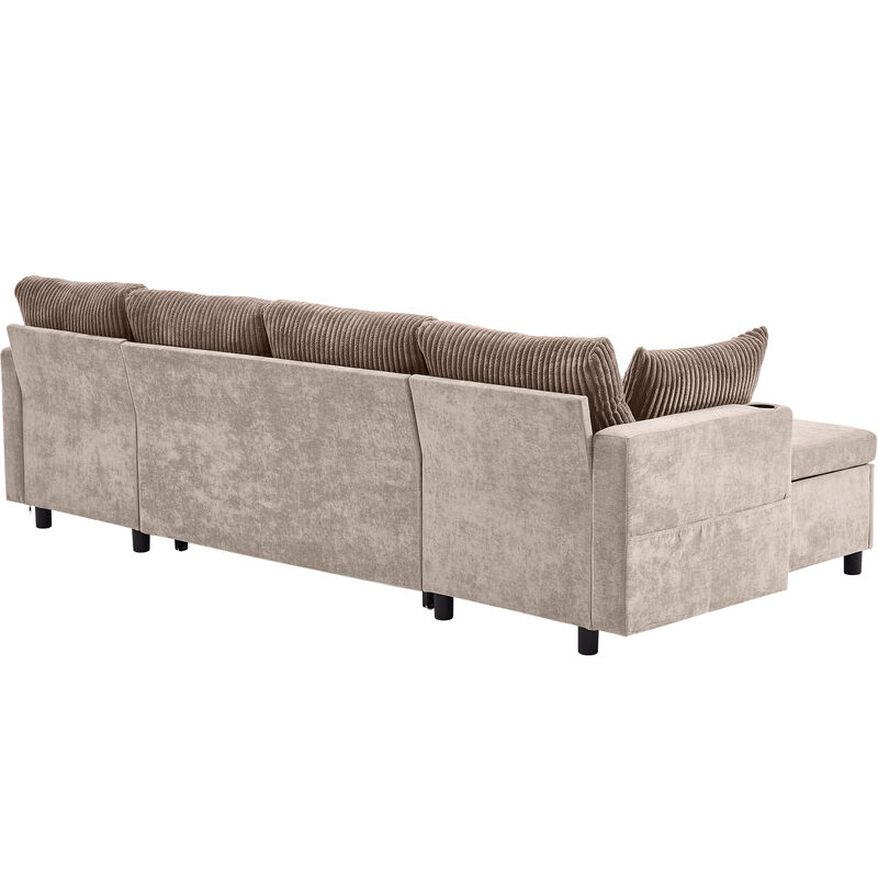 Merax Pull-out Sofa Bed with 2 Cup Holders