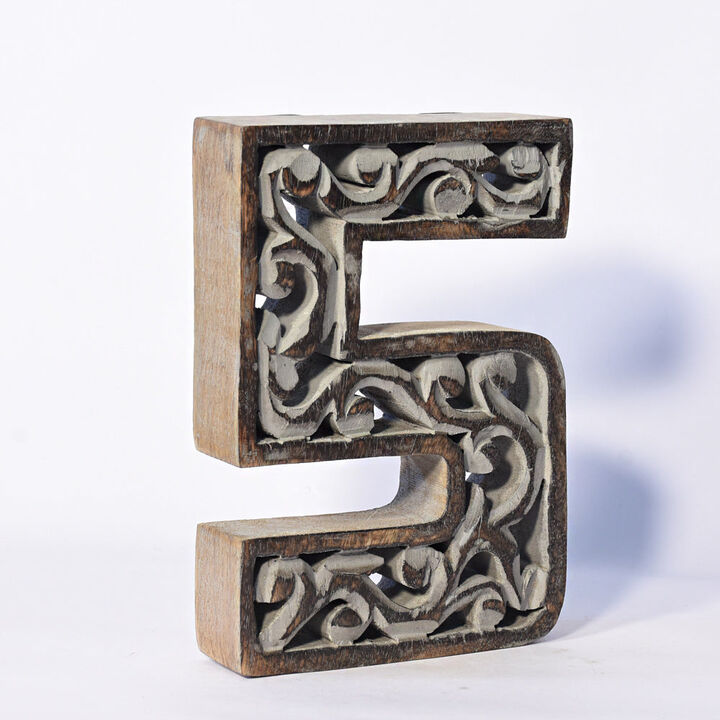 Vintage Gray Handmade Eco-Friendly "5" Numeric Number For Wall Mount & Table Top Décor