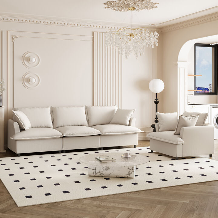 Merax 2 Pieces Living Room Sofa Set with Throw Pillows
