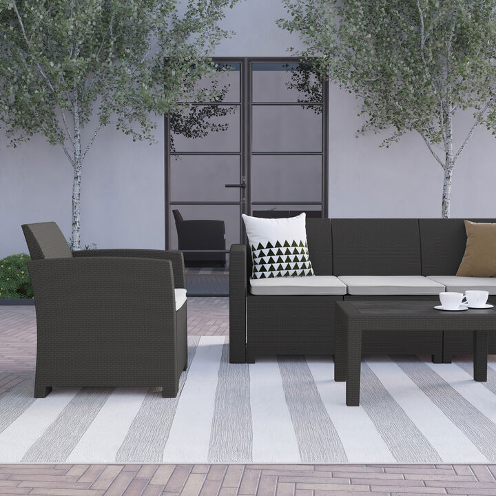 4 PC Gray Outdoor Rattan Set