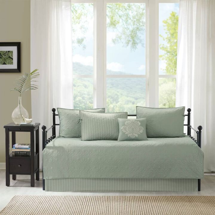 6-Piece Country Cottage Quilted Khaki Reversible Day Bed Cover Set