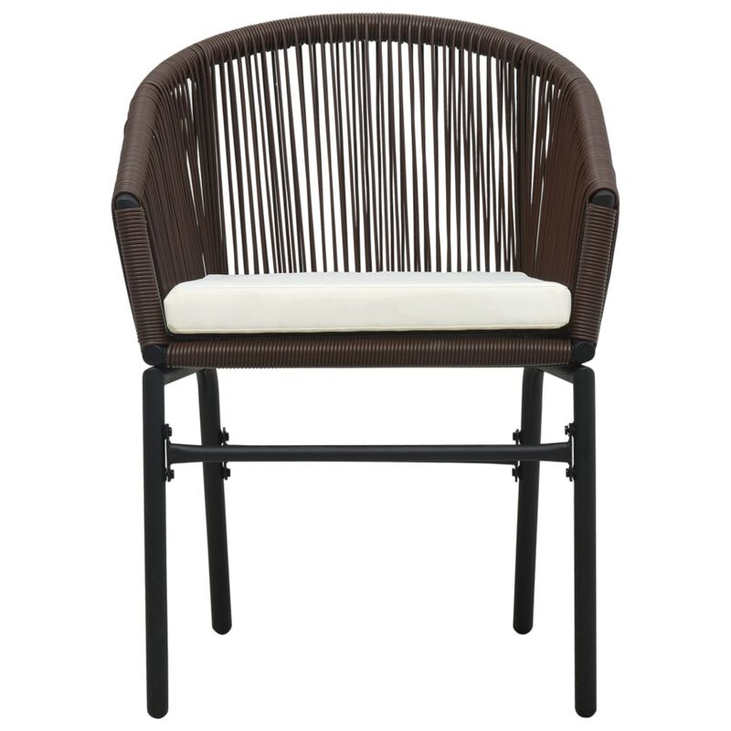 vidaXL 3 Piece Bistro Set with Cushions PVC Rattan Brown