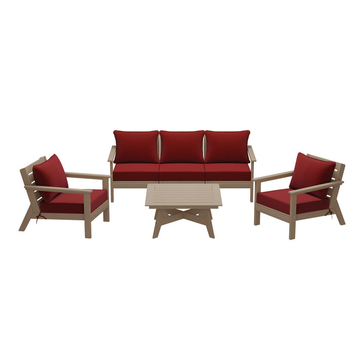 WestinTrends Outdoor 6-Piece Modular Sectional Patio Furniture Sofa Set