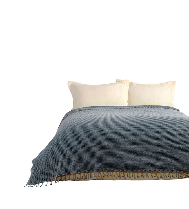 Textile Waffle Plain Cotton King Coverlet